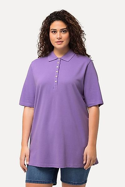 Ulla Popken T-Shirt Poloshirt Piqué Polokragen Samt-Knopfleiste günstig online kaufen