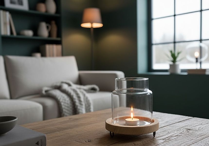 Windlicht Teak Höhe 35 cm, Durchmesser 30 cm günstig online kaufen