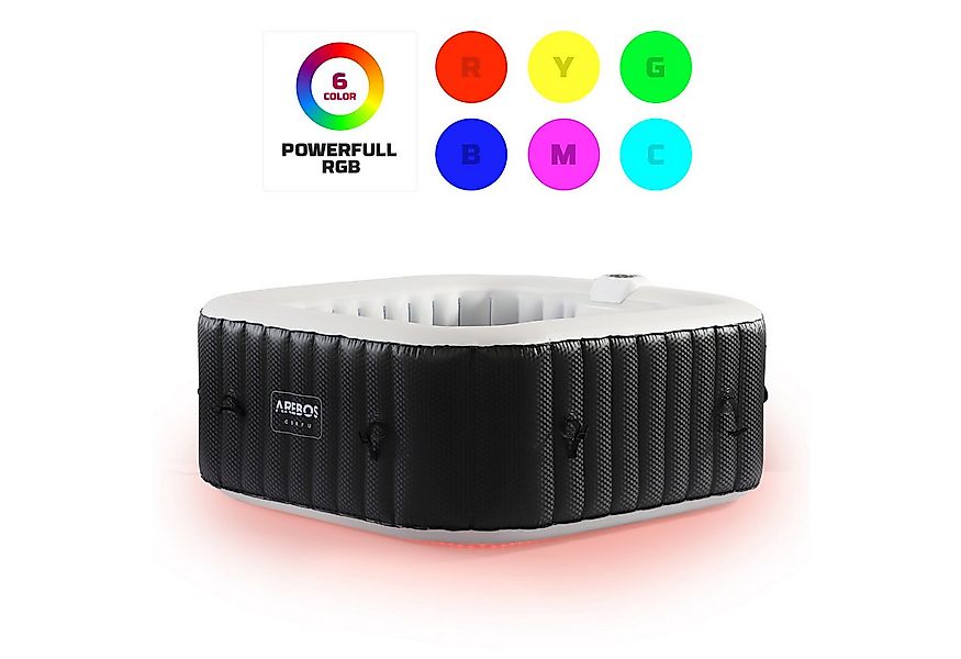 Arebos Whirlpool 154 x 154 cm, mit LED-Beleuchtung, 6 Farben günstig online kaufen