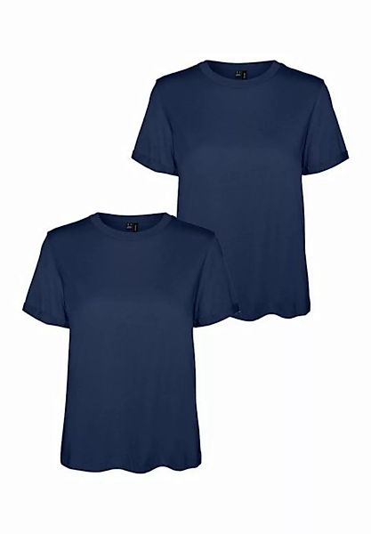 Vero Moda T-Shirt 2er Pack Basic T-Shirt VMPAULA (2-tlg) 5270 in Dunkelblau günstig online kaufen