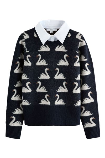 Next Strickpullover Pullover mit Kragenlage, Print günstig online kaufen