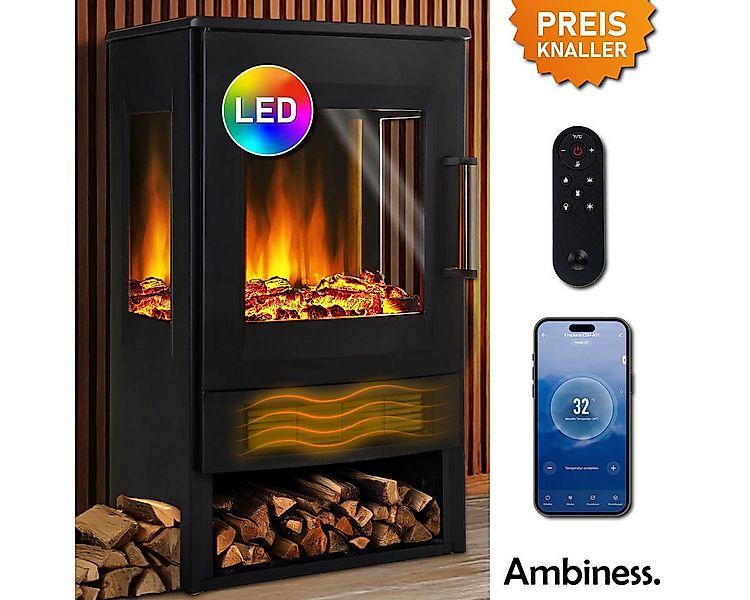 AMBINESS Elektrokamin 2 Heizstufen, 900W - 2000W, LED - 3D Flammeneffekt mi günstig online kaufen