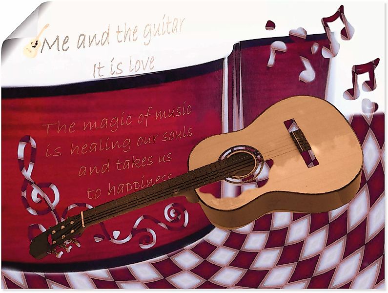 Artland Poster "Die Gitarre und Ich", Instrumente, (1 St.), als Alubild, Le günstig online kaufen