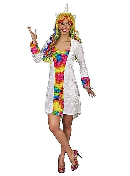 Metamorph Kostüm Regenbogen Einhorn Kleid, Langärmeliges Kleid mit knallbun günstig online kaufen
