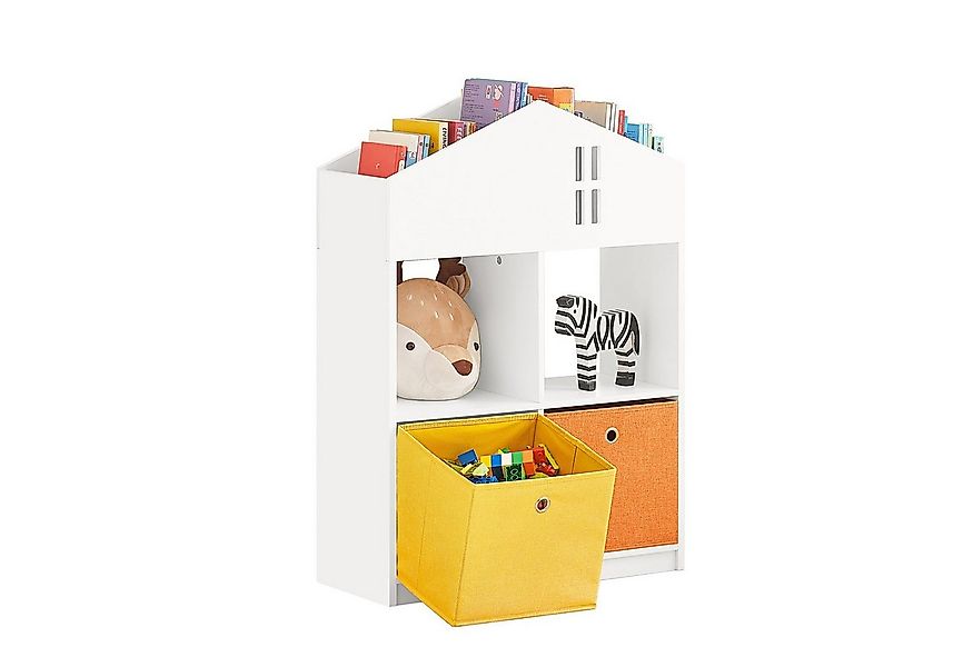 SoBuy Bücherregal KMB49, mit Haus-Design Kinderregal mit 2 Stoffboxen Spiel günstig online kaufen