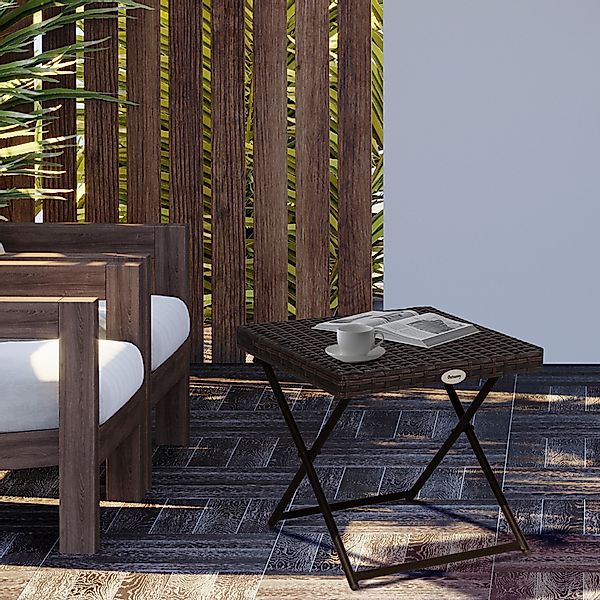 Outsunny Gartentisch klappbar, Polyrattan, Gartenmöbel (Couchtisch, günstig online kaufen