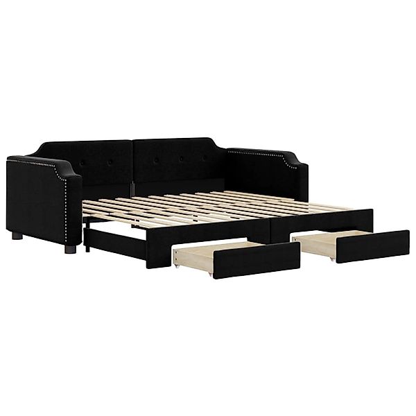 vidaXL Tagesbett Ausziehbar mit Schubladen Schwarz 80x200 cm Stoff1886518 günstig online kaufen