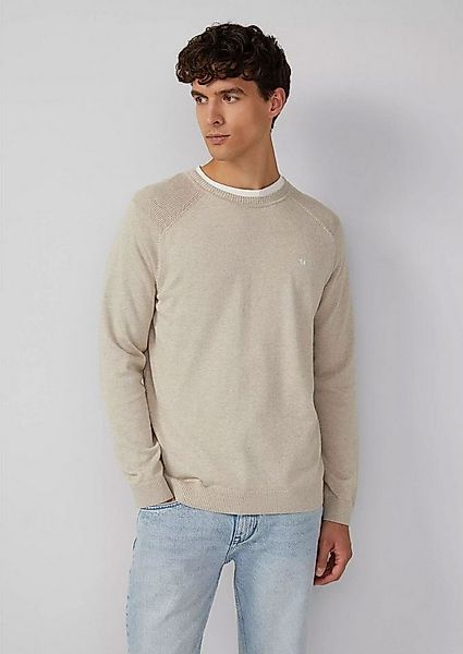 s.Oliver Rundhalspullover Pullover aus Moulinéstrick (1-tlg) Raglanärmeln, günstig online kaufen