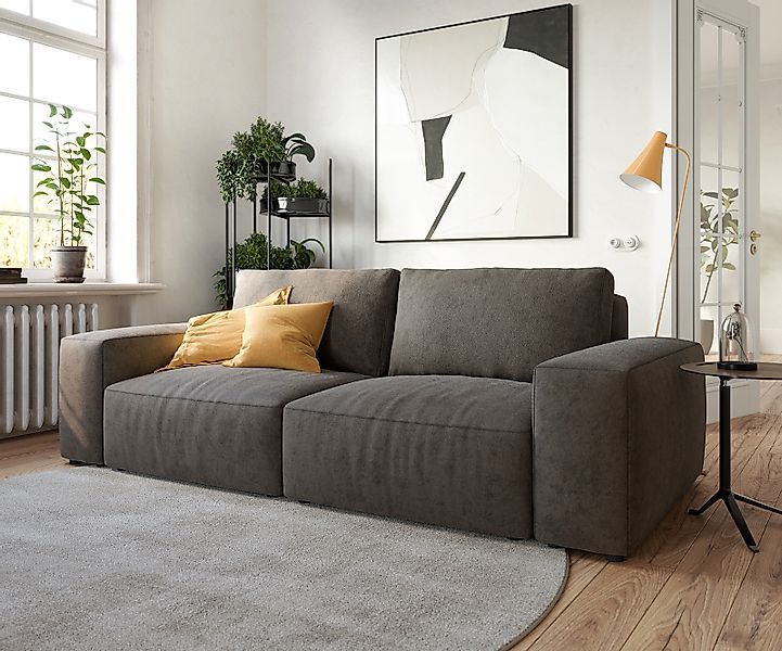 Big-Sofa Lanzo 230x95 cm Mikrofaser Khakibraun günstig online kaufen