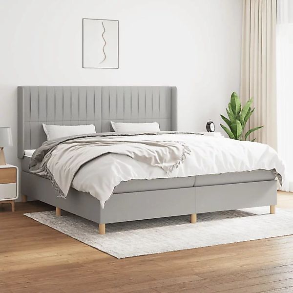 Vidaxl Boxspringbett Mit Matratze Hellgrau 200x200 Cm Stoff günstig online kaufen