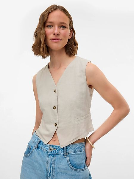 Vero Moda Kurzweste "VMCAIA SL VEST WVN NOOS" Baumwolle mit Leinen, figurbe günstig online kaufen