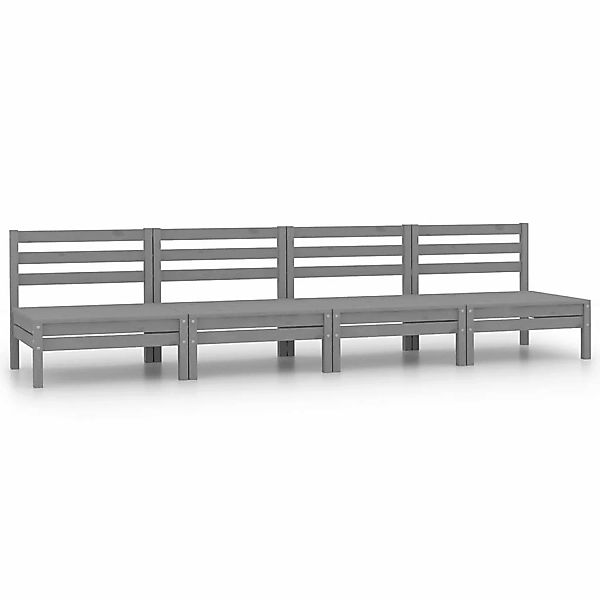 4-tlg. Garten-lounge-set Grau Kiefer Massivholz günstig online kaufen