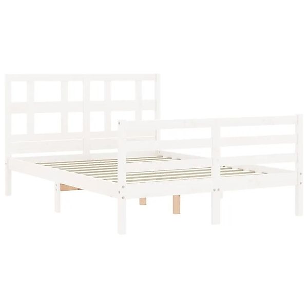 vidaXL Massivholzbett mit Kopfteil Weiß 140x200 cm 3194832 günstig online kaufen