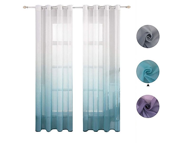 BYSURE Gardine (2 St), Ösen, transparent, Voile, Farbverlauf Vorhänge günstig online kaufen
