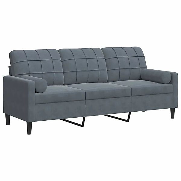 vidaXL 3-Sitzer-Sofa mit Zierkissen Dunkelgrau 180 cm Samt 2164080 günstig online kaufen