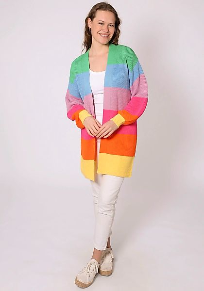 Zwillingsherz Cardigan "Katja" One Size, Wollanteil, Langarm, Blockstreifen günstig online kaufen