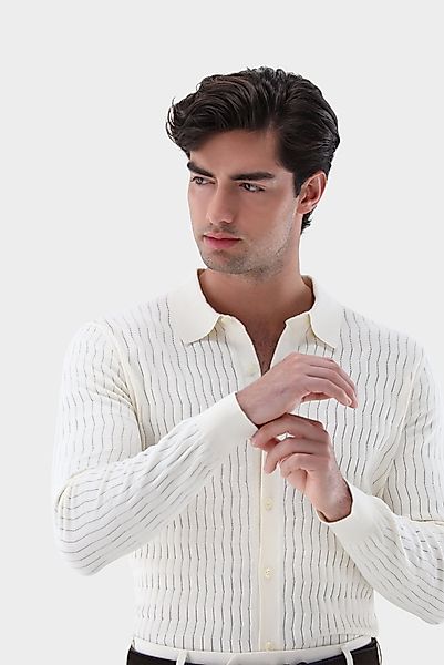 Strickhemd mit Strukturmuster aus Winter Cotton günstig online kaufen