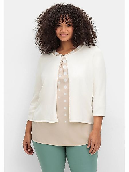 Sheego Strickjacke "Große Größen", mit Zierspange am Ausschnitt günstig online kaufen