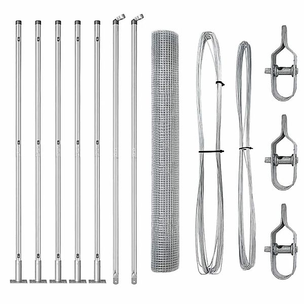 vidaXL Zaunpfosten Silber 10 x 1,2 m 25 x 25 mm Maschen Stahl 3352288 günstig online kaufen