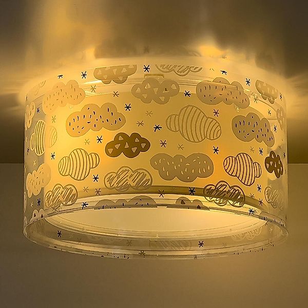 Kinderzimmer Deckenleuchte Clouds Grey in Grau E27 2-flammig günstig online kaufen