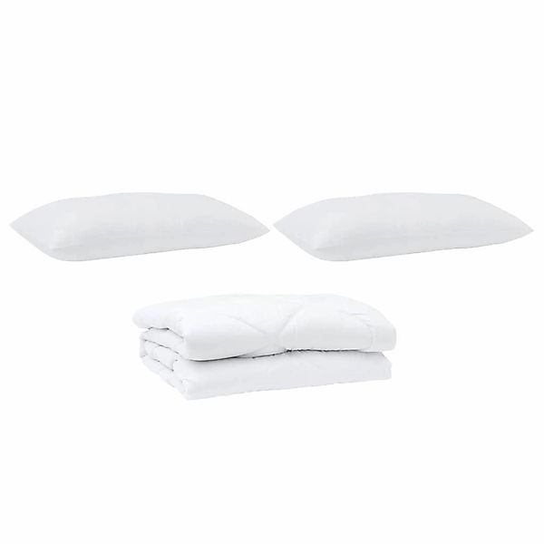 vidaXL Bettdecke mit Kissen 3-Tlg Weiß Mikrofaser 3377487 günstig online kaufen