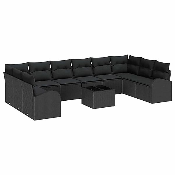 vidaXL Garten-Sofa-Set 11-Tlg Schwarz Poly Rattan 3346233 günstig online kaufen