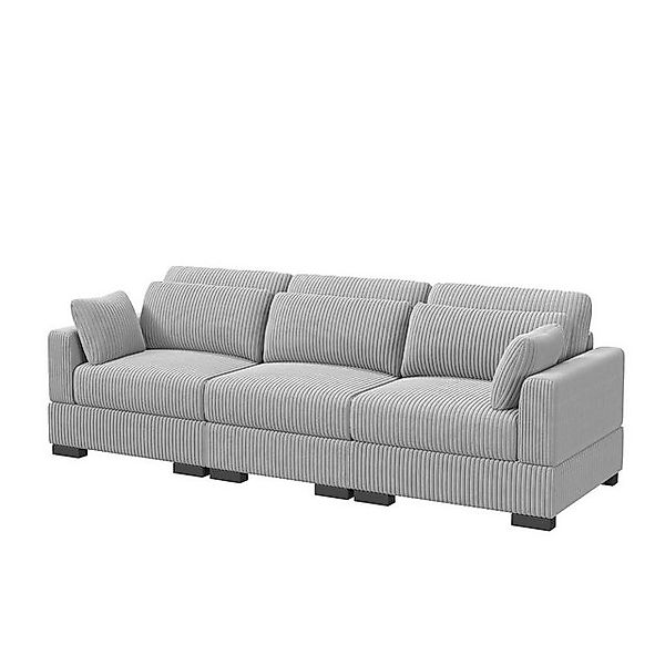 FUROKOY Ecksofa aus Cord, Set 3 Teile, Polstergarnitur elegant Wohnlandscha günstig online kaufen