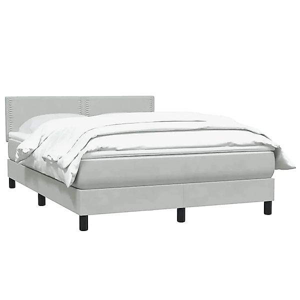 vidaXL Boxspringbett mit Matratze Hellgrau 140x210 cm Samt 3316113 günstig online kaufen