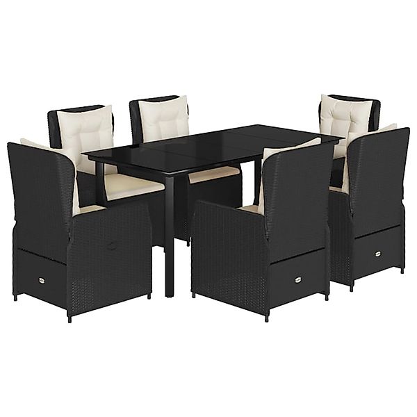 vidaXL 7-Tlg Garten-Essgruppe mit Kissen Schwarz Poly Rattan 3262837 günstig online kaufen