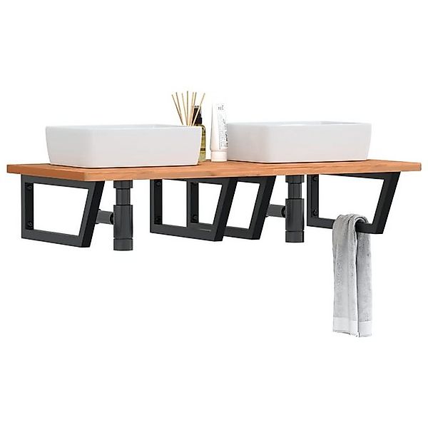vidaXL Waschbeckenschrank Waschbeckenregal Wandmontage Stahl und Massivholz günstig online kaufen