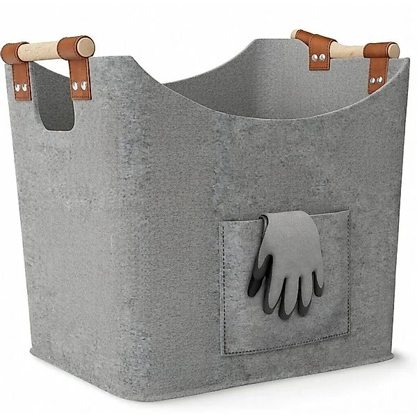 BLACK OAK Holzkorb MONTANA XL 60L Hellgrau – Filzkorb für Kaminholz & Brenn günstig online kaufen