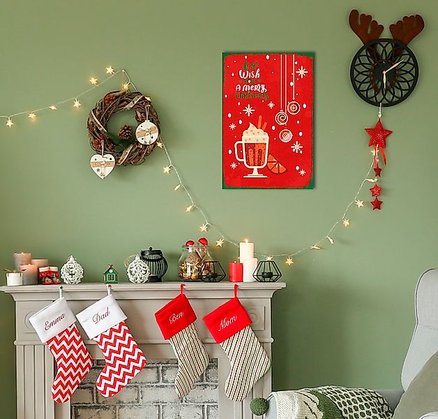 queence Metallbild »We Wish You A Merry Christmas« Getränke   Schneeflocken günstig online kaufen