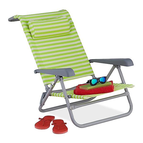 relaxdays Klappstuhl Klappbarer Liegestuhl mit Nackenkissen günstig online kaufen