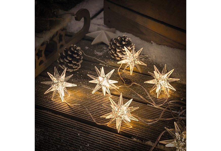 esotec LED-Lichterkette Solarkette 10 Adventssterne 2800K 3m +2m Zuleitung günstig online kaufen