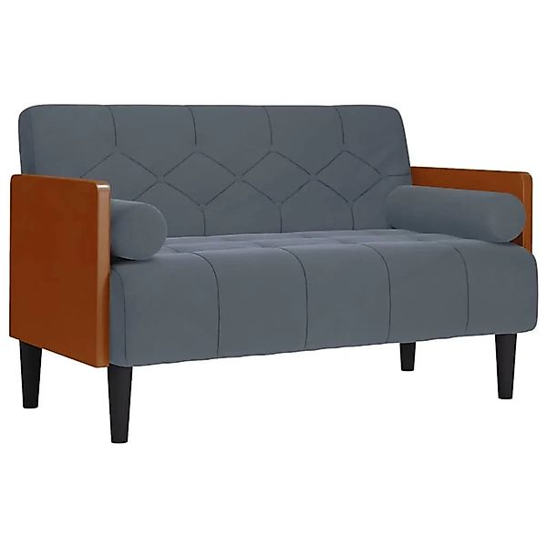 vidaXL Zweisitzer-Sofa mit Nackenrollen Dunkelgrau 110 cm Samt 4100602 günstig online kaufen