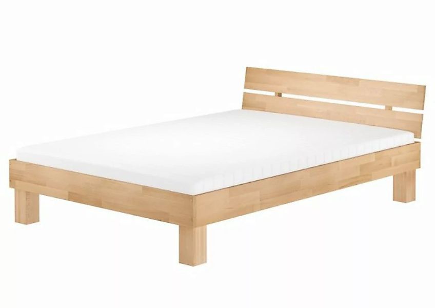ERST-HOLZ Bett Doppelbett 140x200 Buche massiv mit Rollrost + Matratze, Buc günstig online kaufen