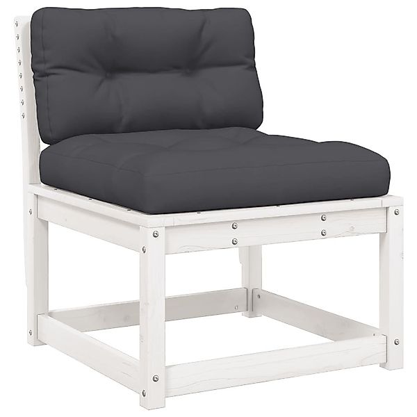 vidaXL Loungesofa Gartensofa mit Kissen Weiß günstig online kaufen
