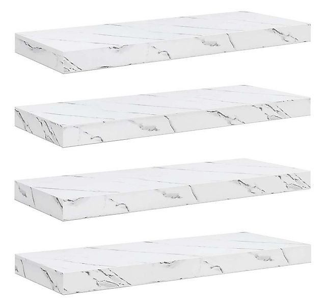 vidaXL Regal Wandregal 4 pcs Weiß Marmor 50 x 23 x 4 cm Holzwerkstoff, 4-tl günstig online kaufen