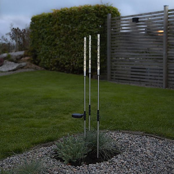 LED Solar Dekoleuchte Bubbly in Schwarz 3x 0,03W IP44 mit Dämmerungssensor günstig online kaufen