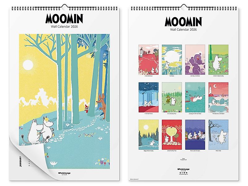 Posterlounge Poster Moomin, Moomin Kalender 2026, Jungenzimmer Illustration günstig online kaufen
