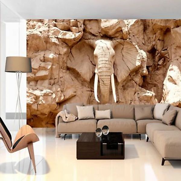 artgeist Fototapete Stone Elephant (South Africa) braun Gr. 400 x 280 günstig online kaufen