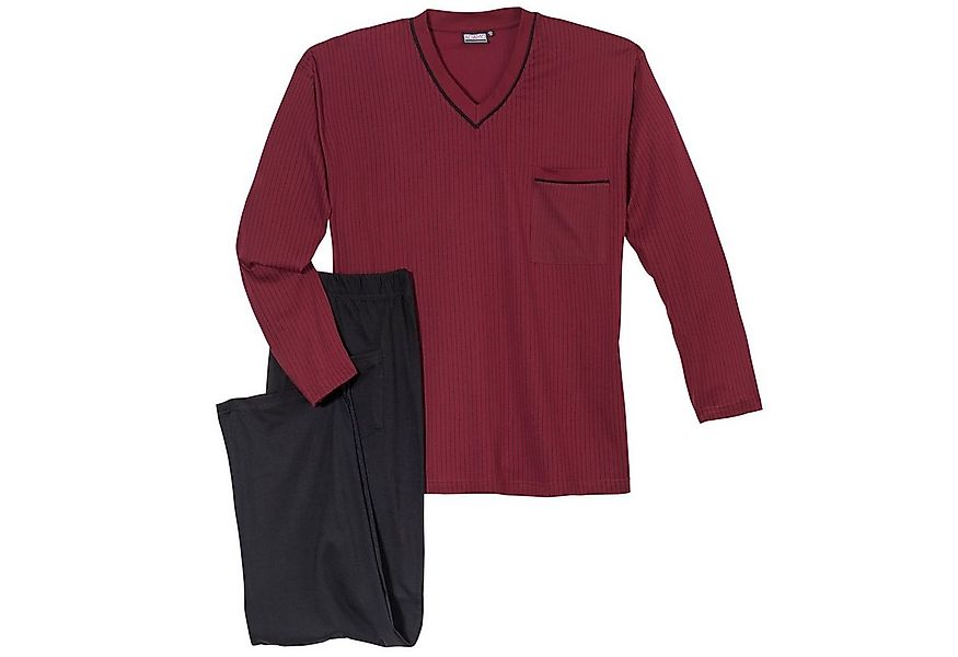 ADAMO Pyjama Adamo Pyjama weinrot-schwarz gestreift Übergröße (2 tlg) günstig online kaufen