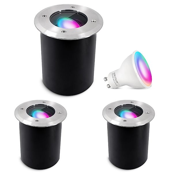 SSC-LUXon 3er Set Juavi Bodeneinbaustrahler Außen Schwenkbar Smart LED GU10 günstig online kaufen