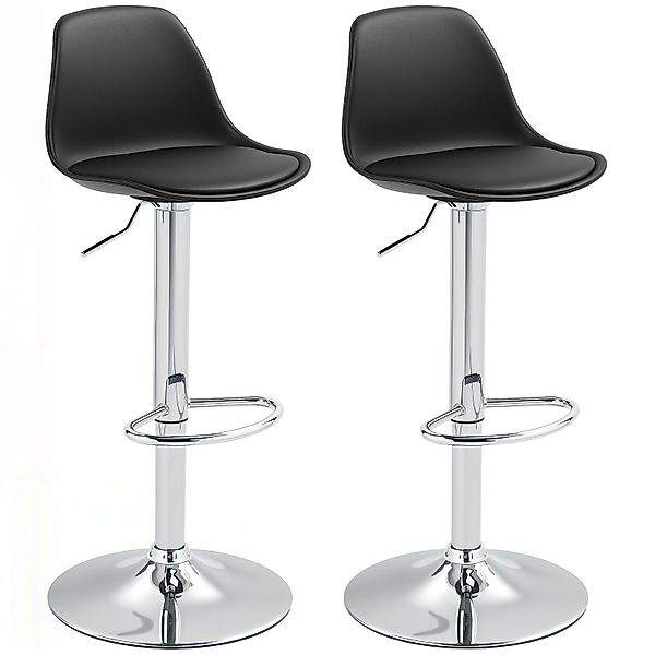 HOMCOM Barhocker mit Stahlgestell Kunstleder Schwarz 42L x 38B x 82-104H cm günstig online kaufen