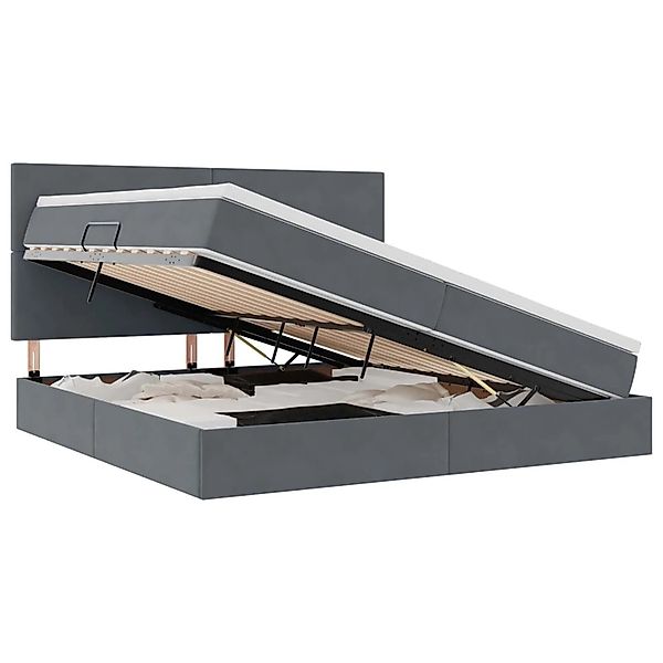 vidaXL Bett mit Stauraum und LED Dunkelgrau 200 x 200 cm Samt 3371992 günstig online kaufen