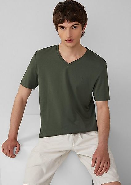 s.Oliver Kurzarmshirt Jersey-T-Shirt mit V-Ausschnitt und Logo Logo günstig online kaufen
