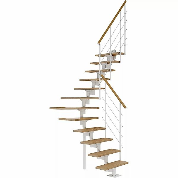 Dolle Mittelholmtreppe Boston 1/4gew. Stufen Eiche Metall Weiß FSC® günstig online kaufen