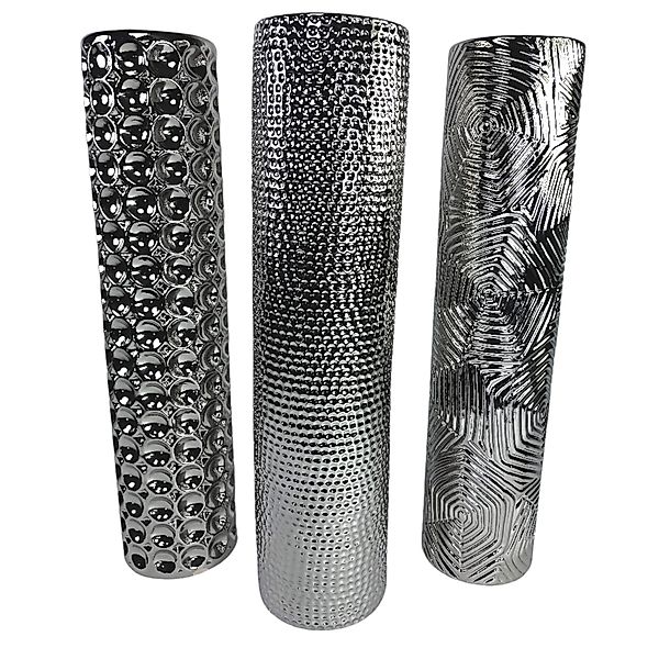 GlasArt Dekovase Schöne Deko-Vase Keramik Silber günstig online kaufen