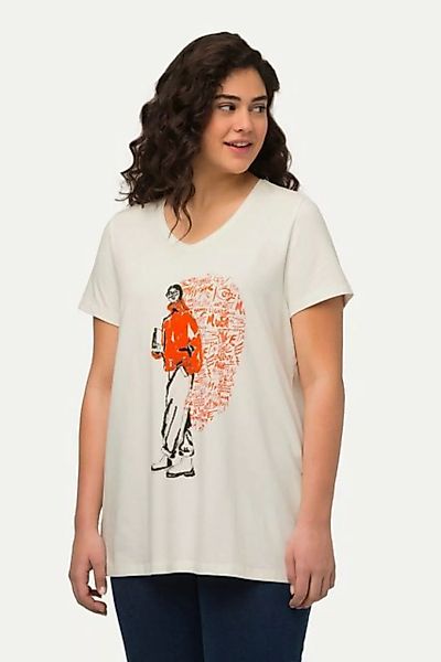 Ulla Popken Rundhalsshirt T-Shirt Lady V-Ausschnitt Halbarm günstig online kaufen