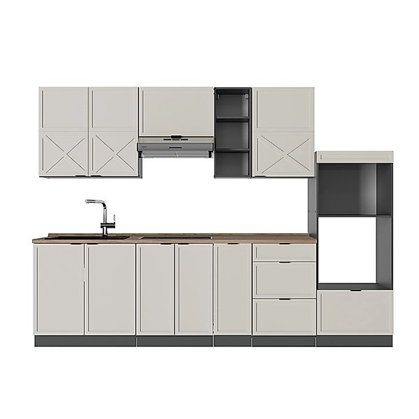 Vicco Fame-Line Küchenzeile GrauBeige/Anthrazit 280 cm AP Eiche günstig online kaufen